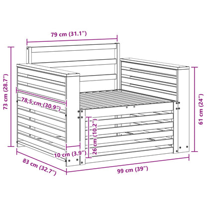 Outdoor Sofa Solid Acacia Wood White