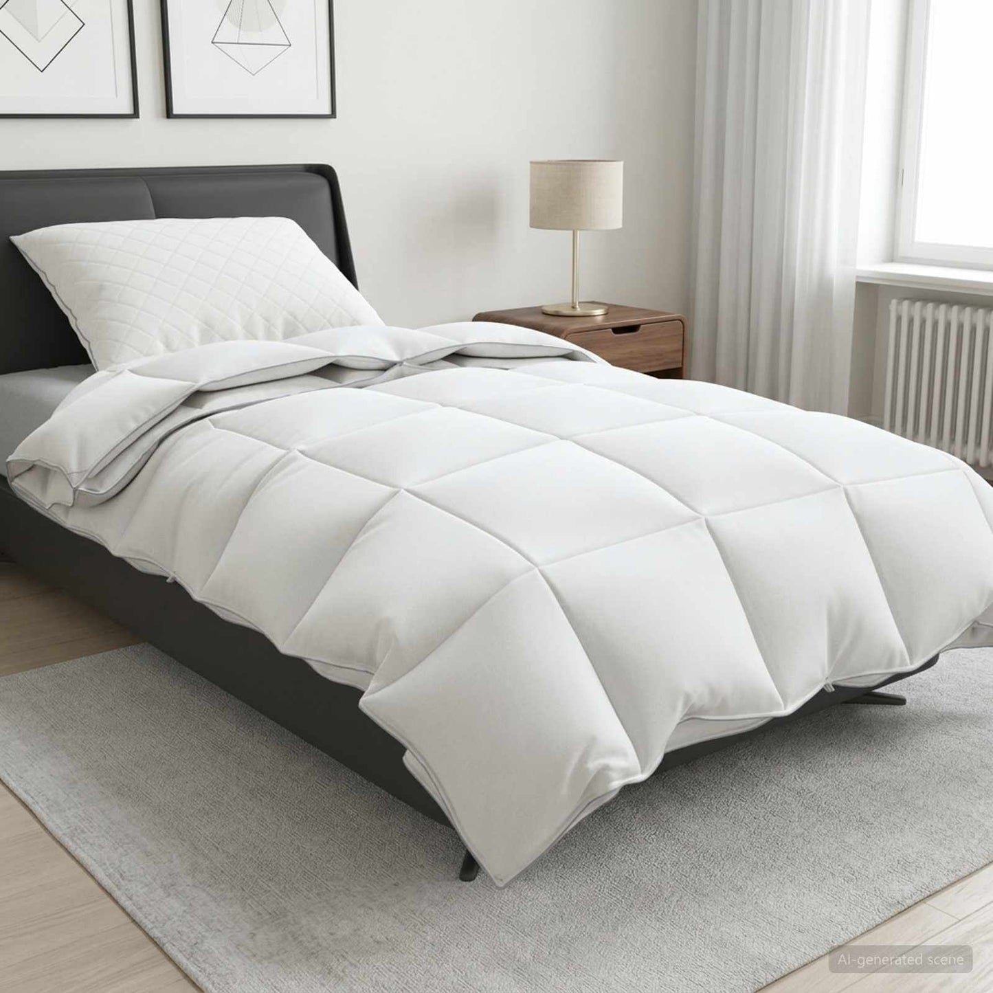 Duvet FULDA 150 x 200 cm 4 Seasons 310 GSM 90% Goose Down White