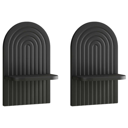 Wall Shelf 2 pcs Black 23 x 13.5 x 37.5 cm Engineered Wood