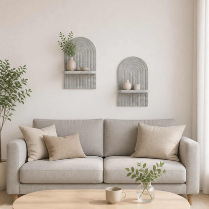 Wall Shelf 2 pcs Concrete Grey 23 x 13.5 x 37.5 cm