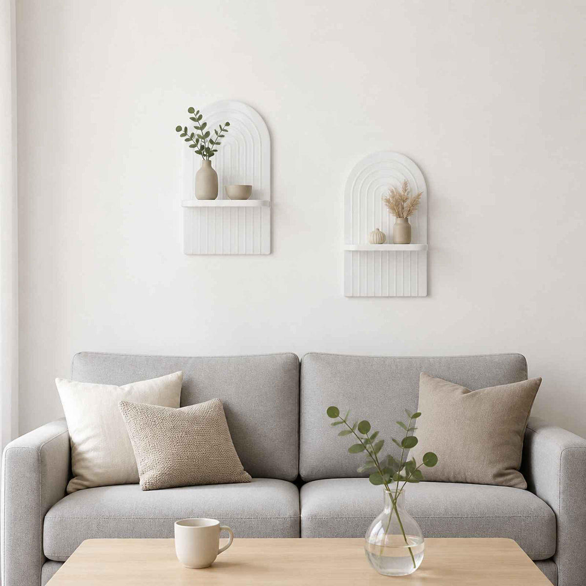 Wall Shelf 2 pcs High Gloss White 23 x 13.5 x 37.5 cm