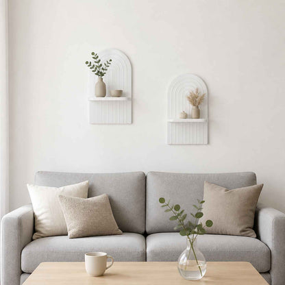 Wall Shelf 2 pcs High Gloss White 23 x 13.5 x 37.5 cm