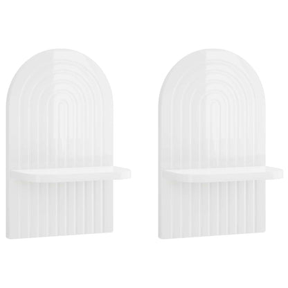 Wall Shelf 2 pcs High Gloss White 23 x 13.5 x 37.5 cm