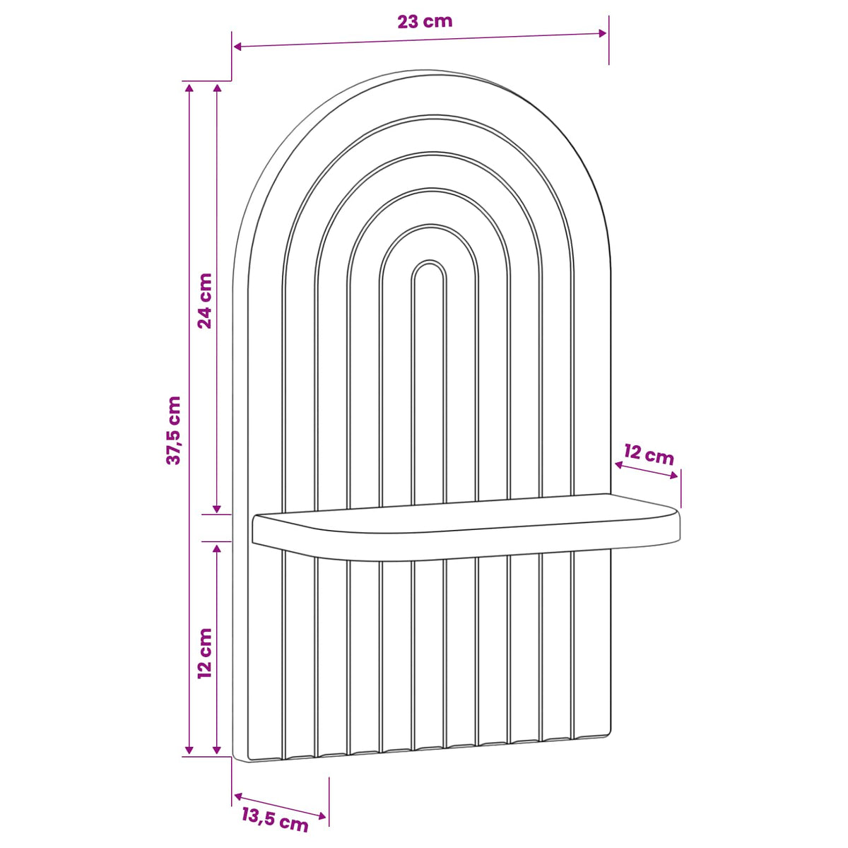 Wall Shelf 2 pcs High Gloss White 23 x 13.5 x 37.5 cm