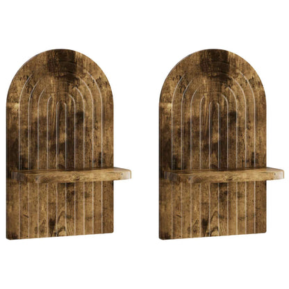 Wall Shelf 2 pcs Smoked Oak 23 x 13.5 x 37.5 cm Engineered Wood