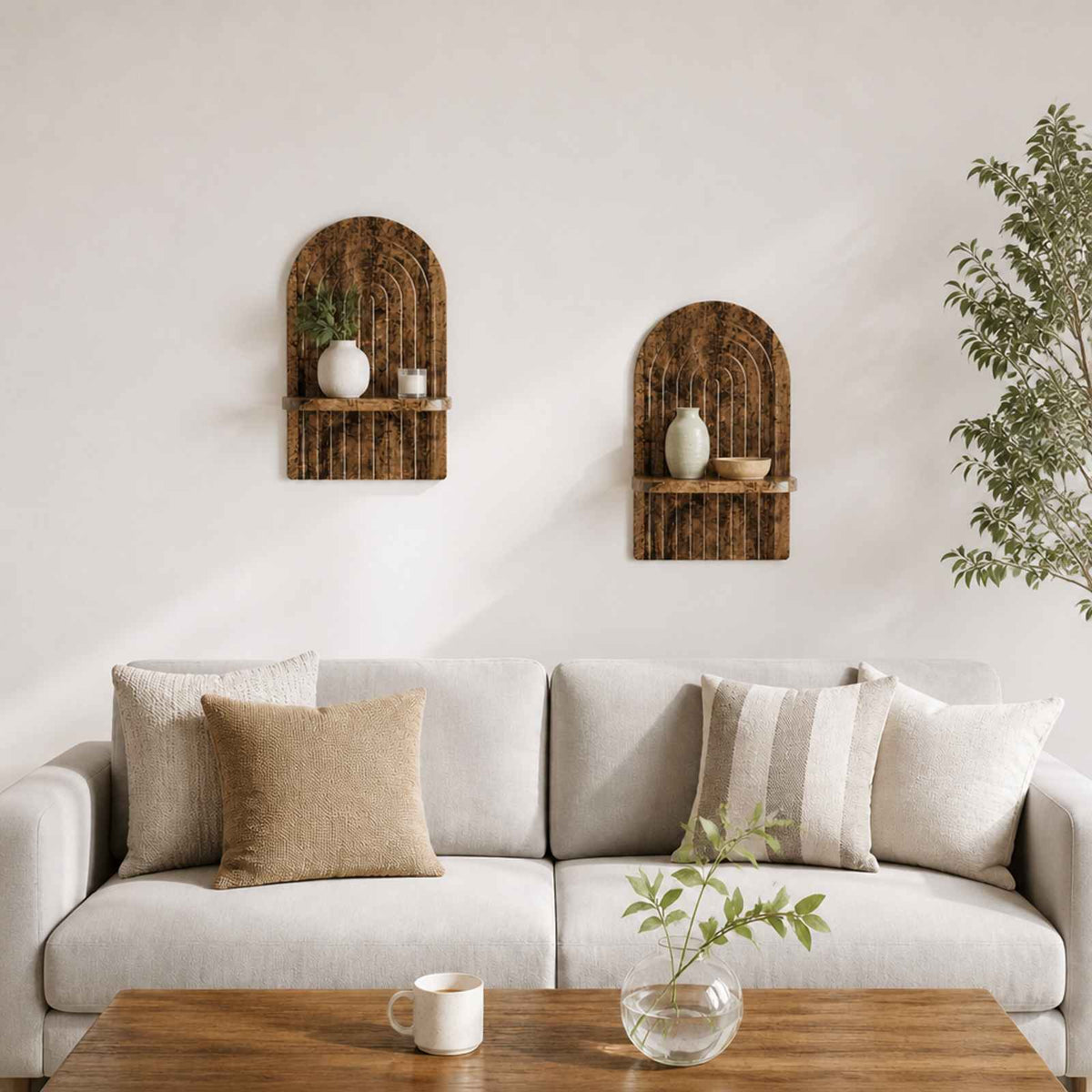 Wall Shelf 2 pcs Old Wood 23 x 13.5 x 37.5 cm Engineered Wood