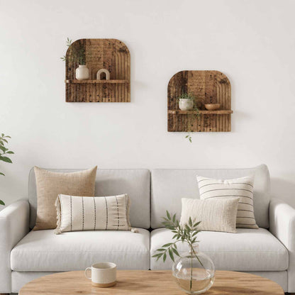 Wall Shelf 2 pcs Old Wood 41 x 13.5 x 37.5 cm Engineered Wood