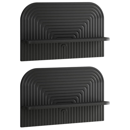 Wall Shelf 2 pcs Black 60 x 13.5 x 37.5 cm Engineered Wood