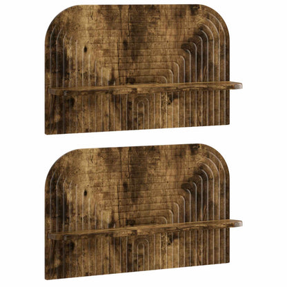 Wall Shelf 2 pcs Smoked Oak 60 x 13.5 x 37.5 cm Engineered Wood