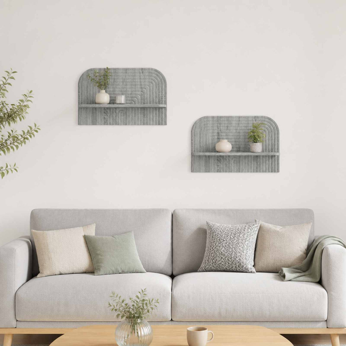 Wall Shelf 2 pcs Grey Sonoma 60 x 13.5 x 37.5 cm