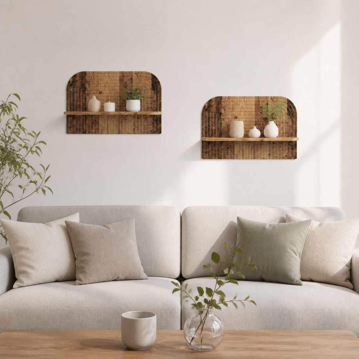 Wall Shelf 2 pcs Old Wood 60 x 13.5 x 37.5 cm Engineered Wood