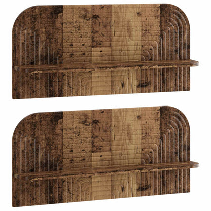 Wall Shelf 2 pcs Old Wood 80.5 x 13.5 x 37.5 cm Engineered Wood