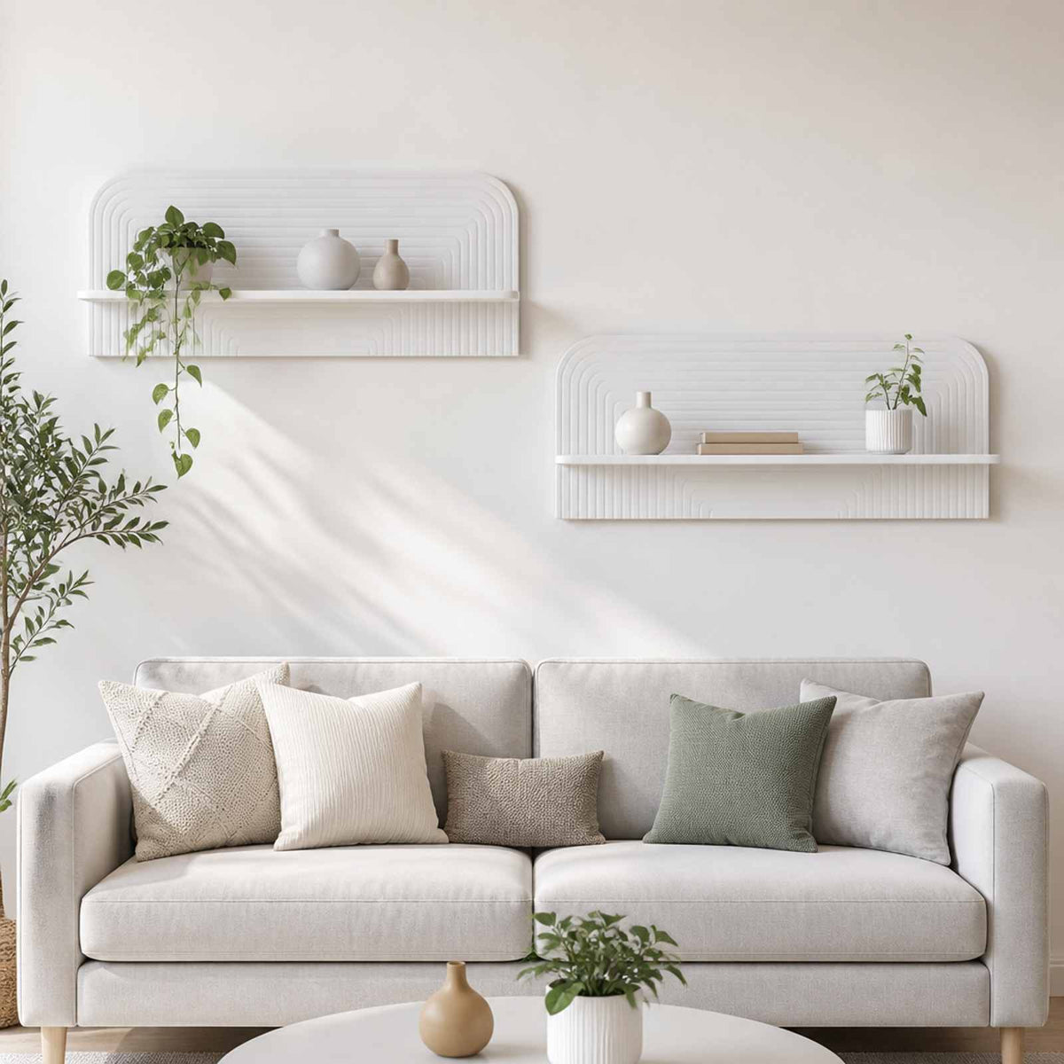 Wall Shelf 2 pcs White 102 x 13.5 x 37.5 cm Engineered Wood