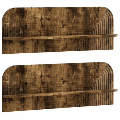 Wall Shelf 2 pcs Smoked Oak 102 x 13.5 x 37.5 cm