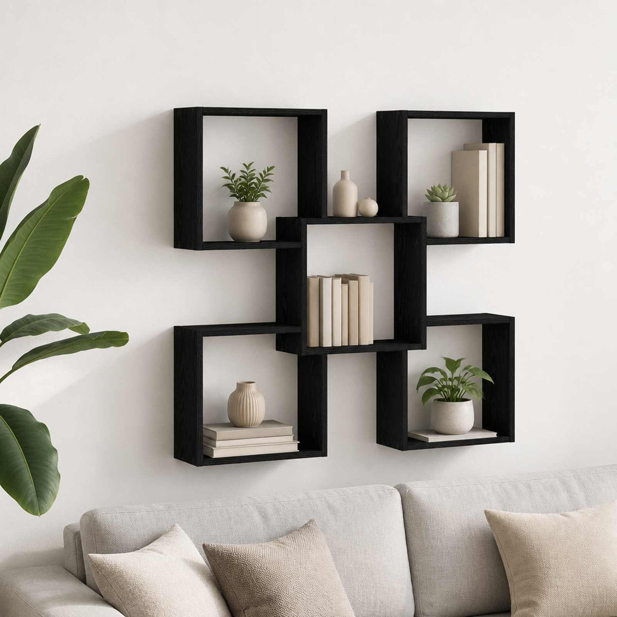 Wall Shelf Black 99.5 x 17 x 91 cm Engineered Wood