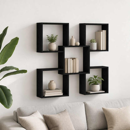 Wall Shelf Black 99.5 x 17 x 91 cm Engineered Wood