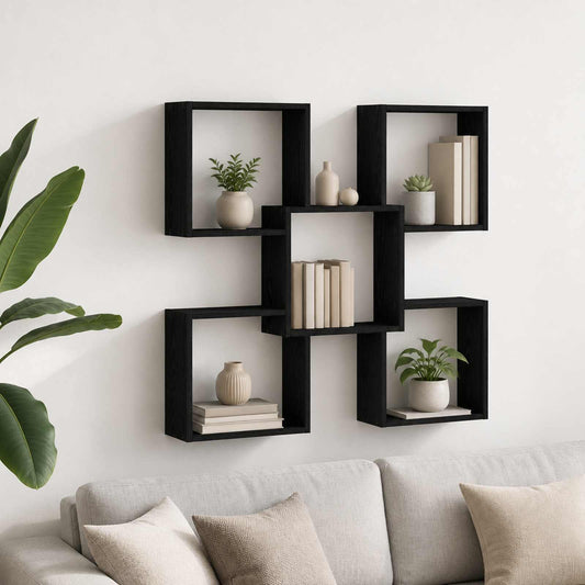Wall Shelf Black 99.5 x 17 x 91 cm Engineered Wood