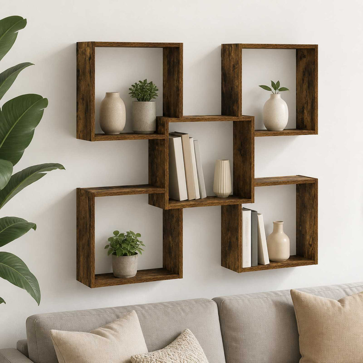 Wall Shelf Smoked Oak 99.5 x 17 x 91 cm Engineered Wood