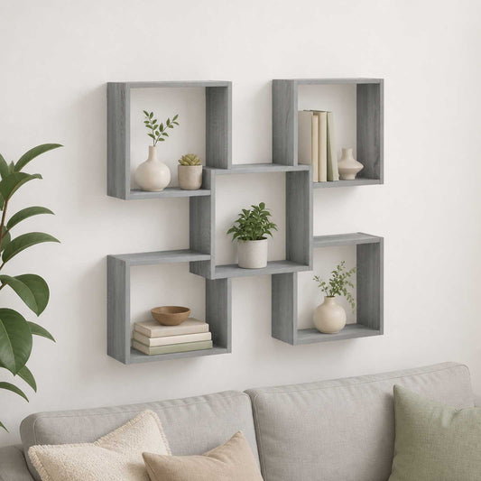 Wall Shelf Grey Sonoma 99.5 x 17 x 91 cm Engineered Wood