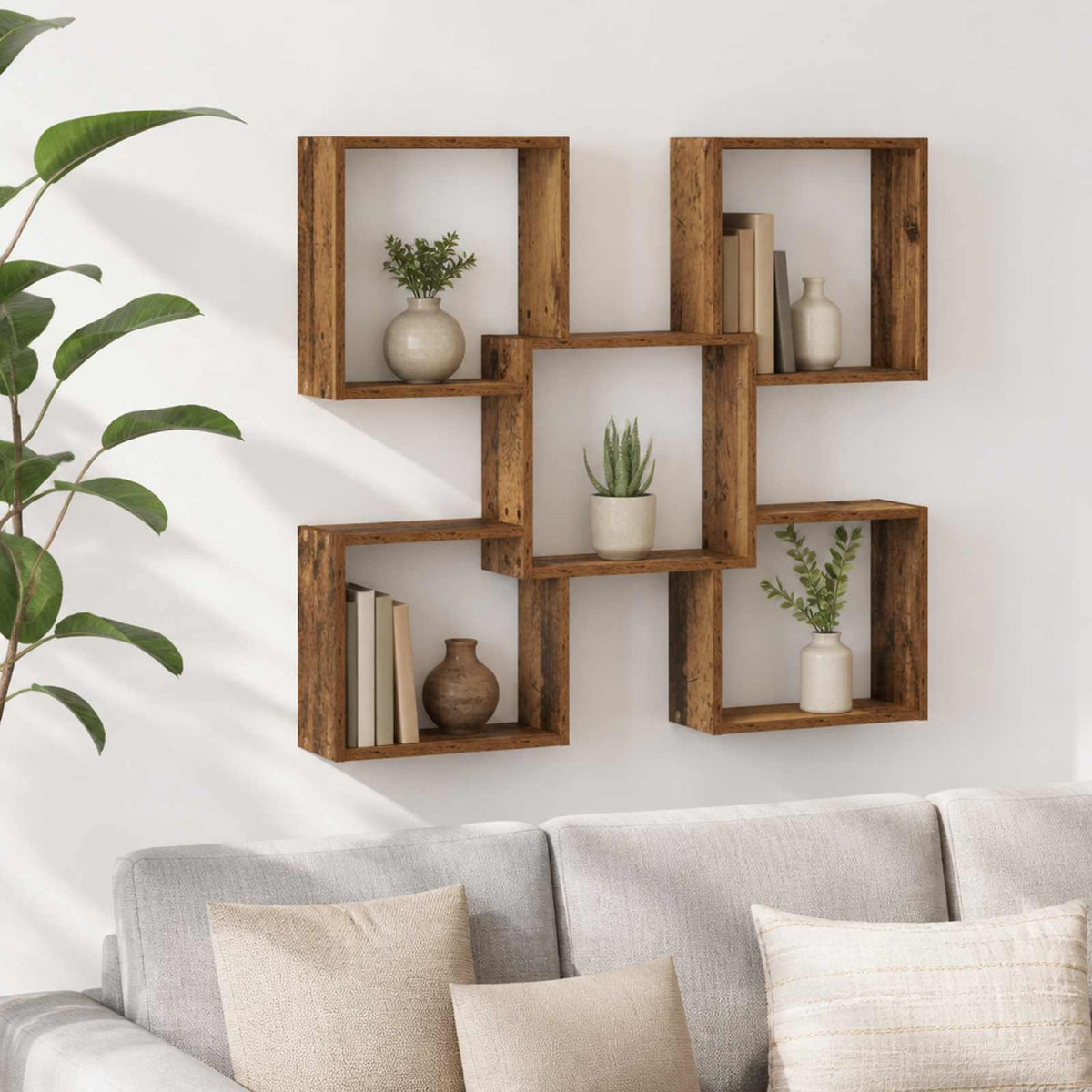 Wall Shelf Old Wood 99.5 x 17 x 91 cm Engineered Wood