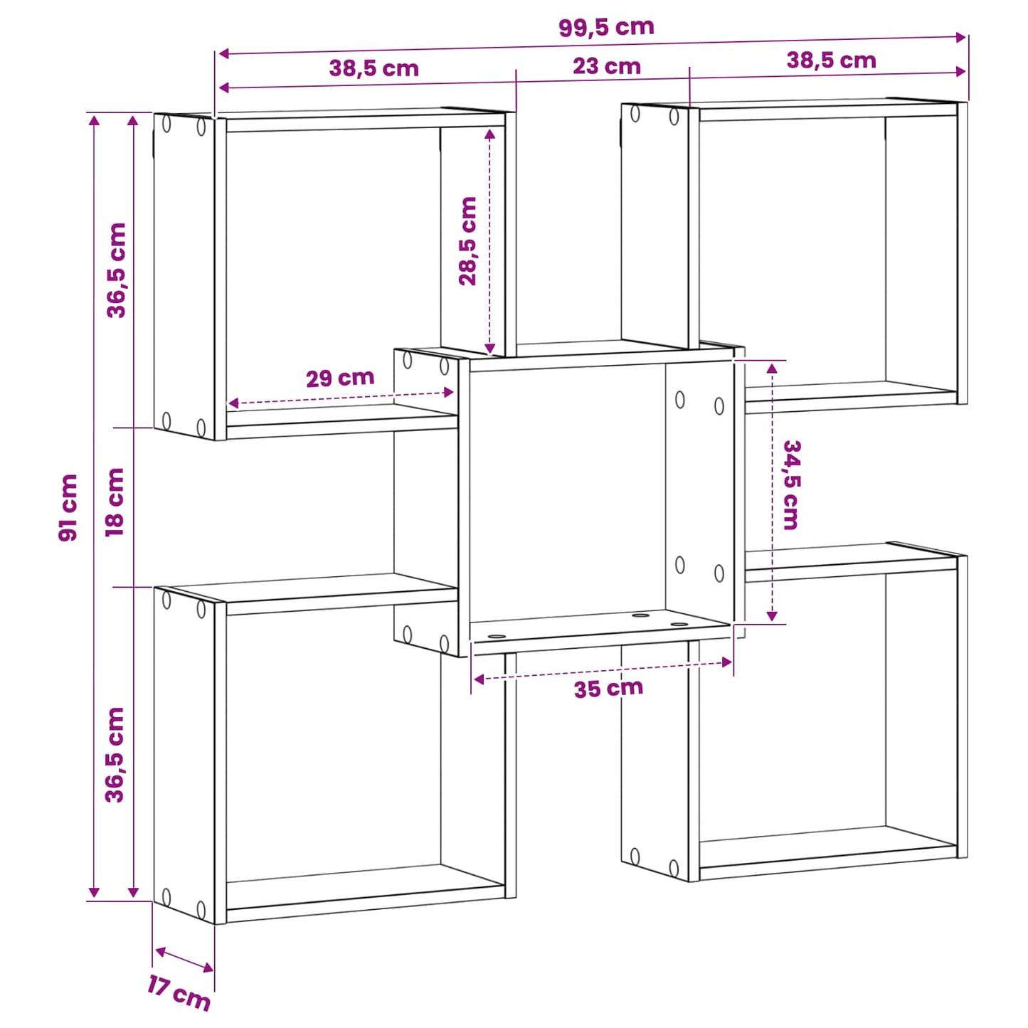 Wall Shelf Artisan Oak 99.5 x 17 x 91 cm Engineered Wood