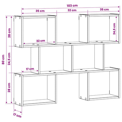 Wall Shelf Black 103 x 17 x 80 cm Engineered Wood
