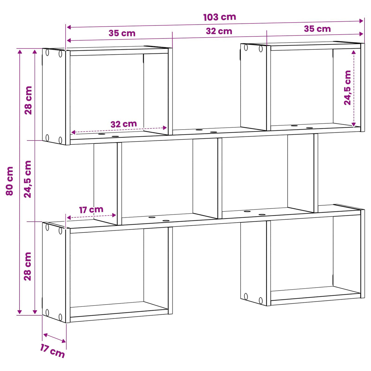 Wall Shelf Sonoma Oak 103 x 17 x 80 cm Engineered Wood