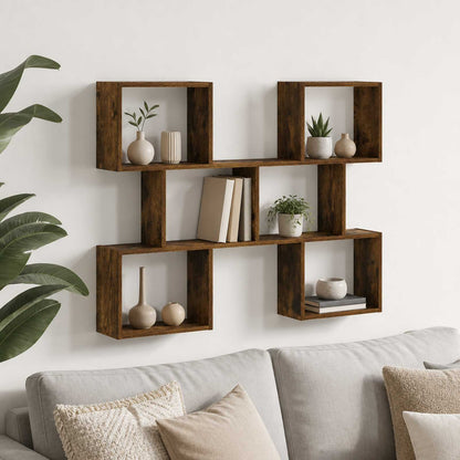 Wall Shelf Smoked Oak 103 x 17 x 80 cm Engineered Wood