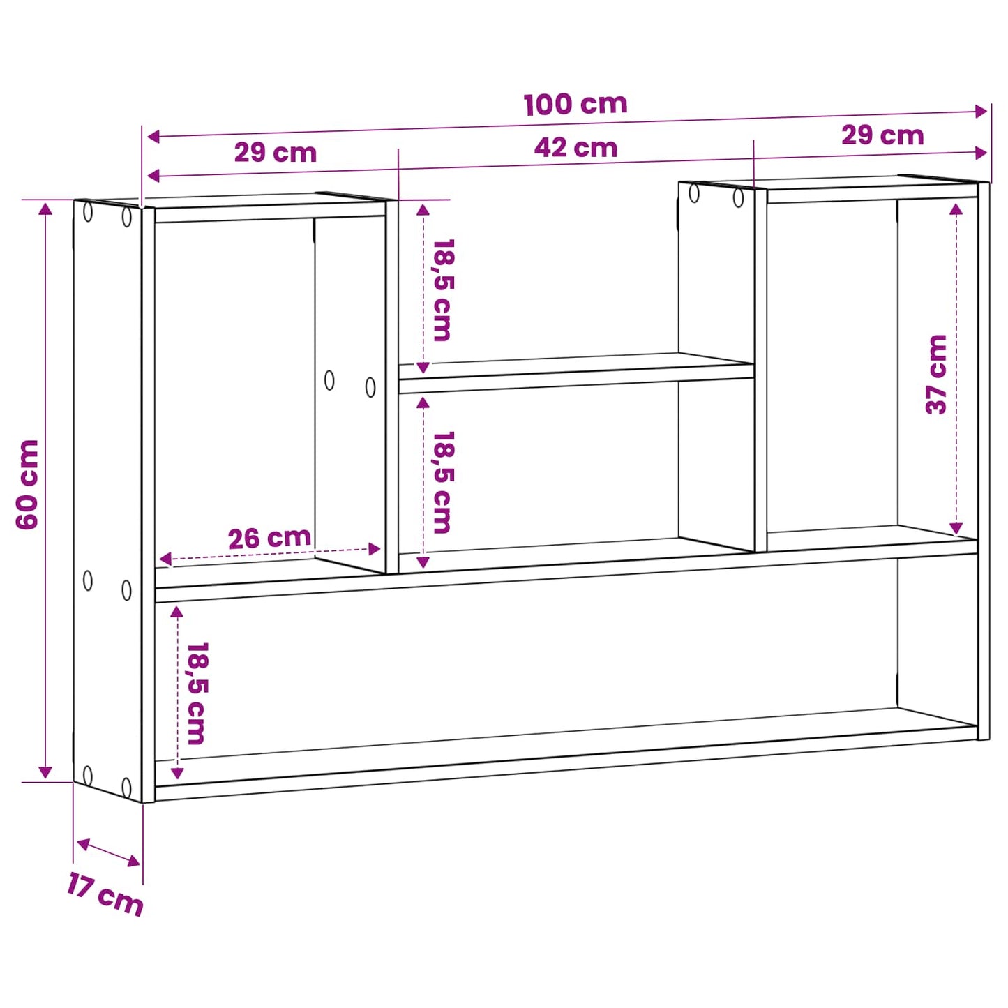 Wall Shelf Smoked Oak 100 x 17 x 60 cm Engineered Wood