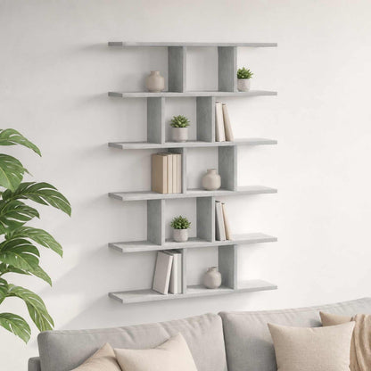Wall Shelf Concrete Grey 70 x 17 x 101 cm Engineered Wood
