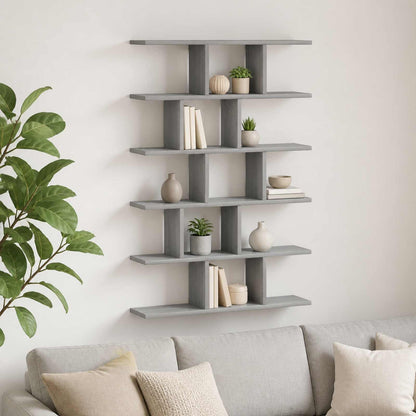 Wall Shelf Grey Sonoma 70 x 17 x 101 cm Engineered Wood