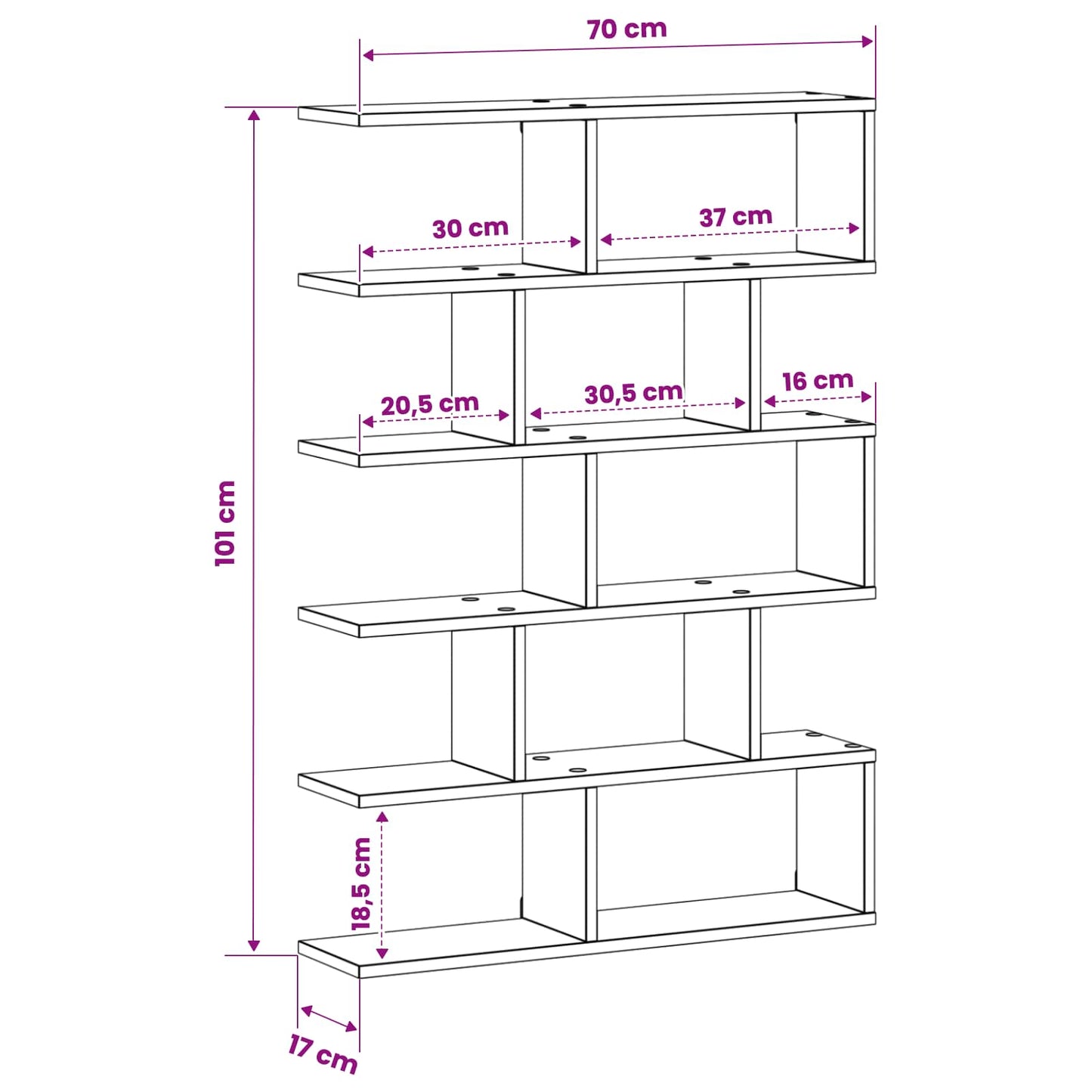 Wall Shelf White 70 x 17 x 101 cm Engineered Wood
