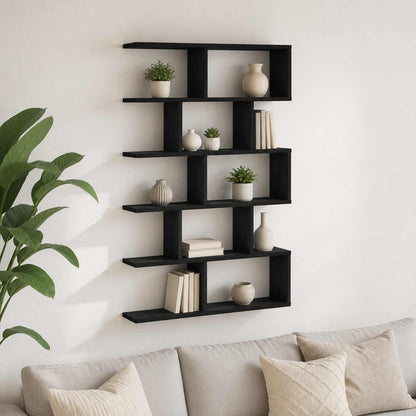 Wall Shelf Black Oak 70 x 17 x 101 cm Engineered Wood