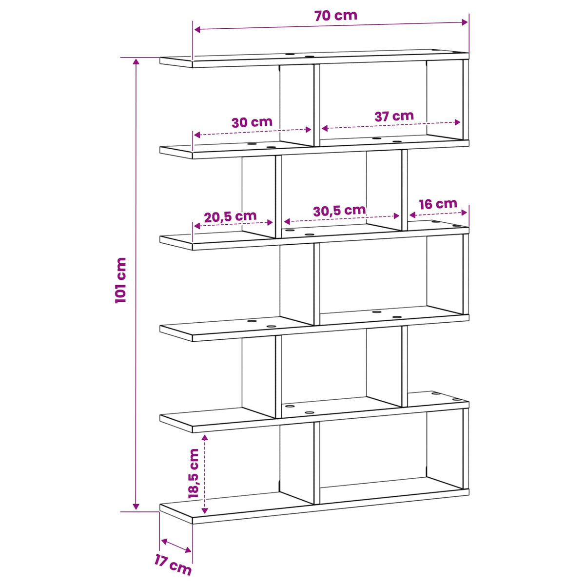Wall Shelf Concrete Grey 70 x 17 x 101 cm Engineered Wood