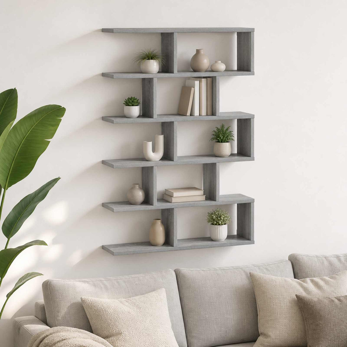 Wall Shelf Grey Sonoma 70 x 17 x 101 cm Engineered Wood