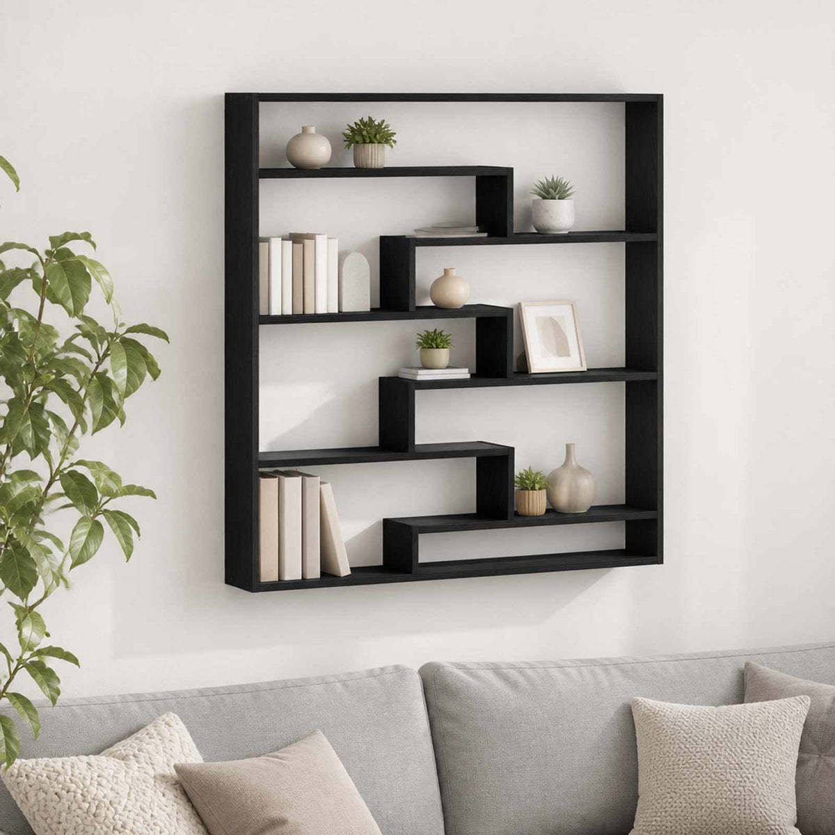 Wall Shelf Black Oak 103 x 17 x 102 cm Engineered Wood
