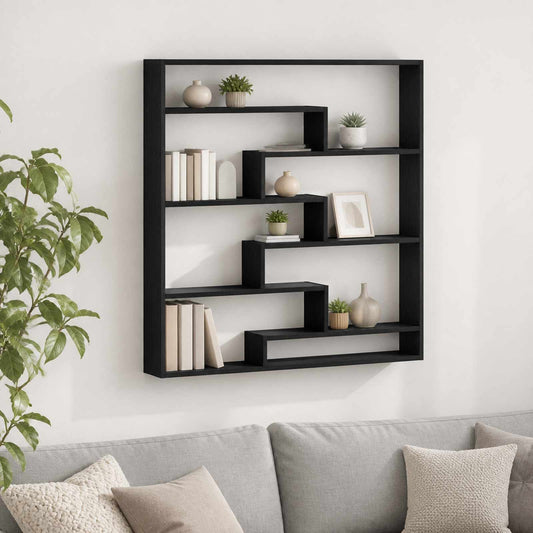 Wall Shelf Black Oak 103 x 17 x 102 cm Engineered Wood