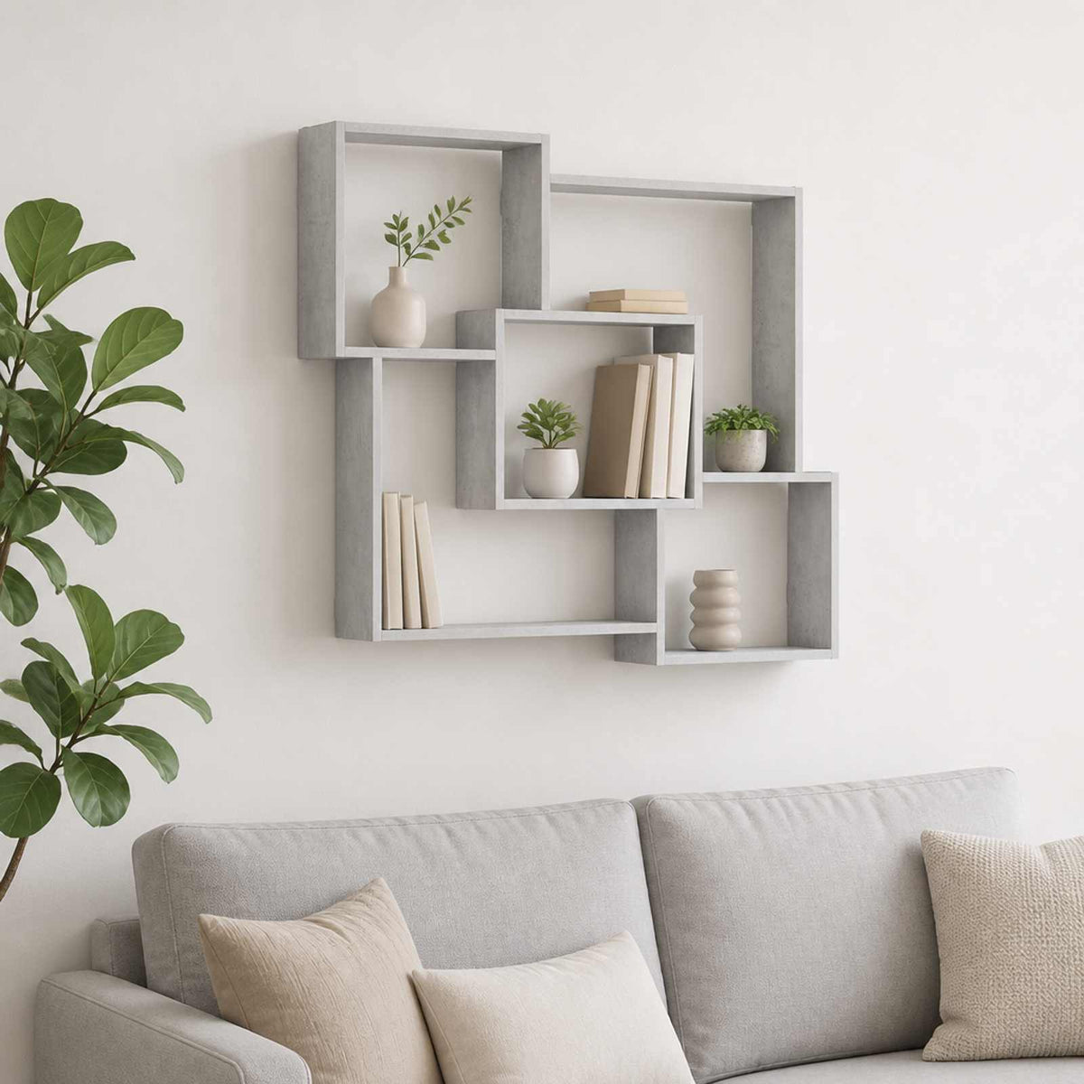 Wall Shelf Concrete Grey 98 x 17 x 91 cm Engineered Wood
