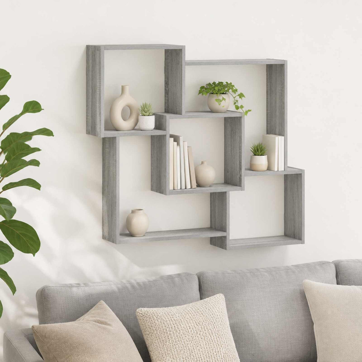 Wall Shelf Grey Sonoma 98 x 17 x 91 cm Engineered Wood
