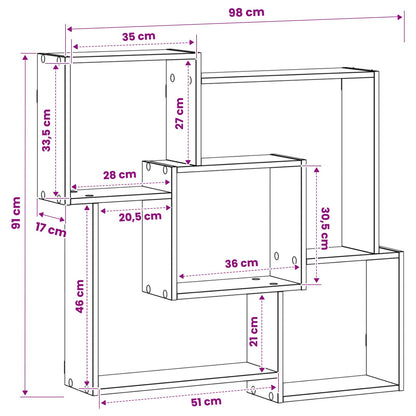 Wall Shelf Grey Sonoma 98 x 17 x 91 cm Engineered Wood