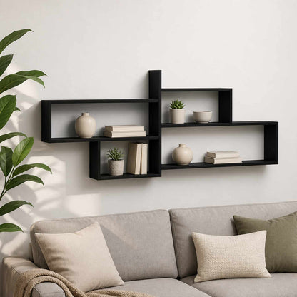 Wall Shelf Black Oak 168.5 x 17 x 68 cm Engineered Wood