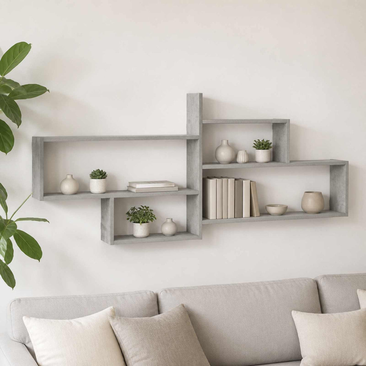 Wall Shelf Concrete Grey 168.5 x 17 x 68 cm Engineered Wood