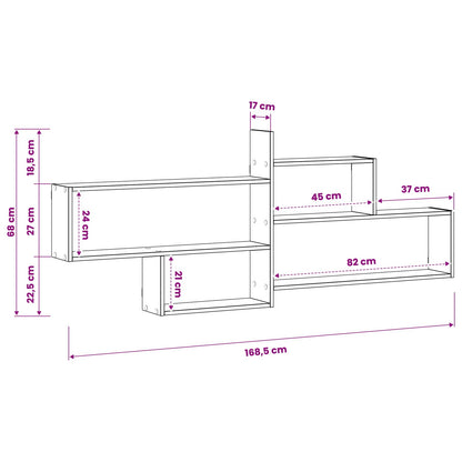 Wall Shelf Grey Sonoma 168.5 x 17 x 68 cm Engineered Wood