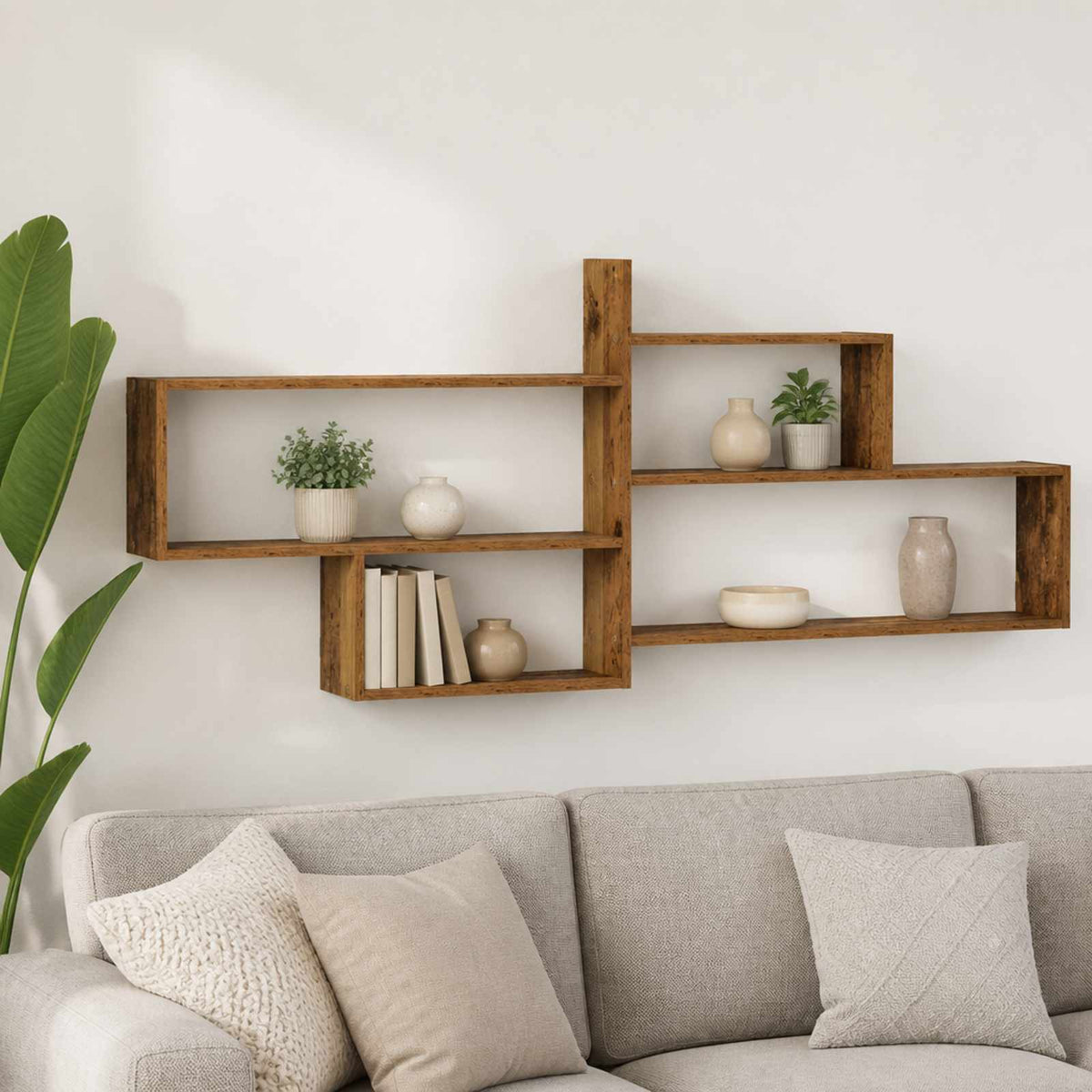 Wall Shelf Old Wood 168.5 x 17 x 68 cm Engineered Wood