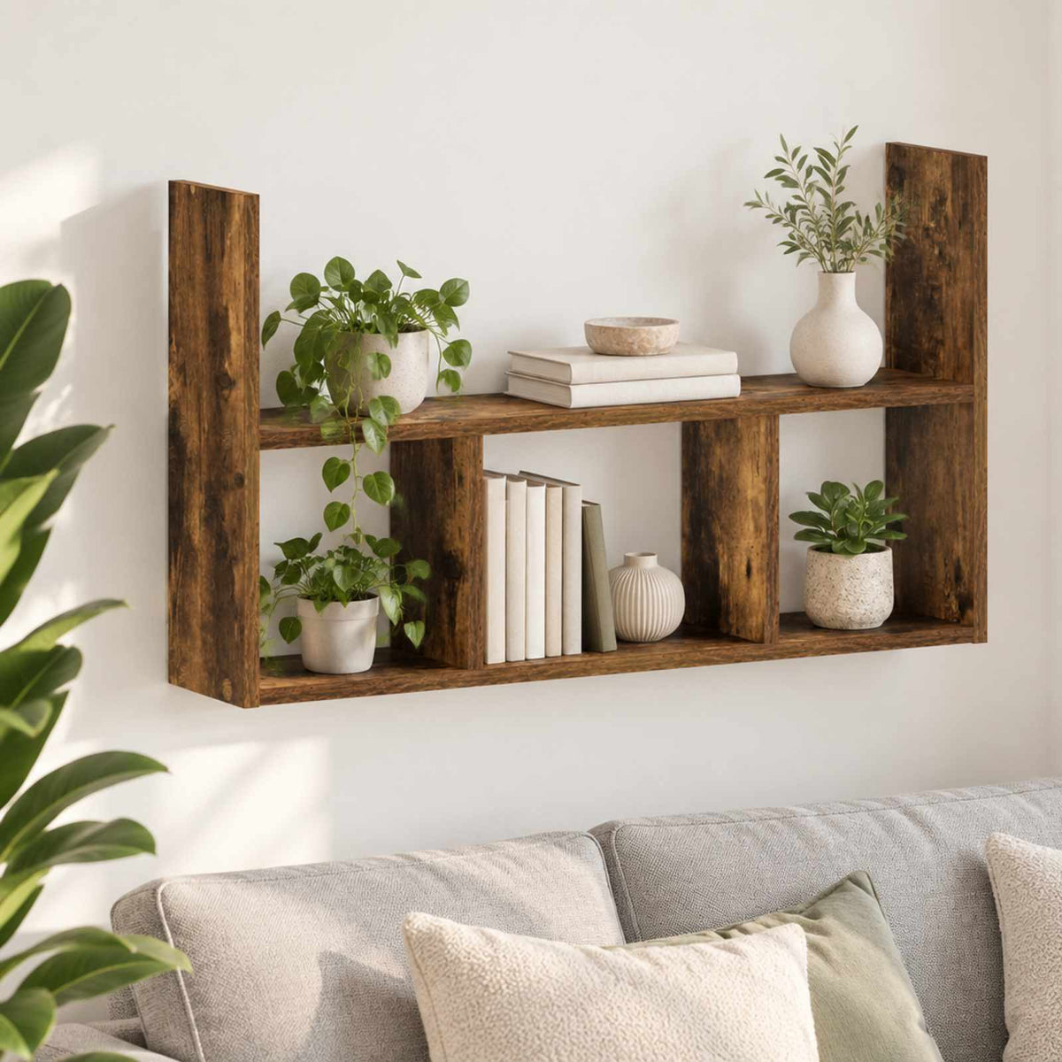 Wall Shelf Smoked Oak 78.5 x 17 x 45 cm Engineered Wood