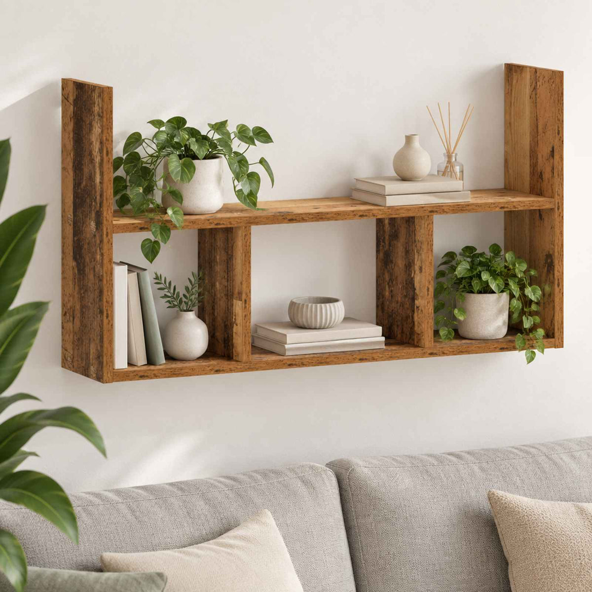 Wall Shelf Old Wood 78.5 x 17 x 45 cm Engineered Wood