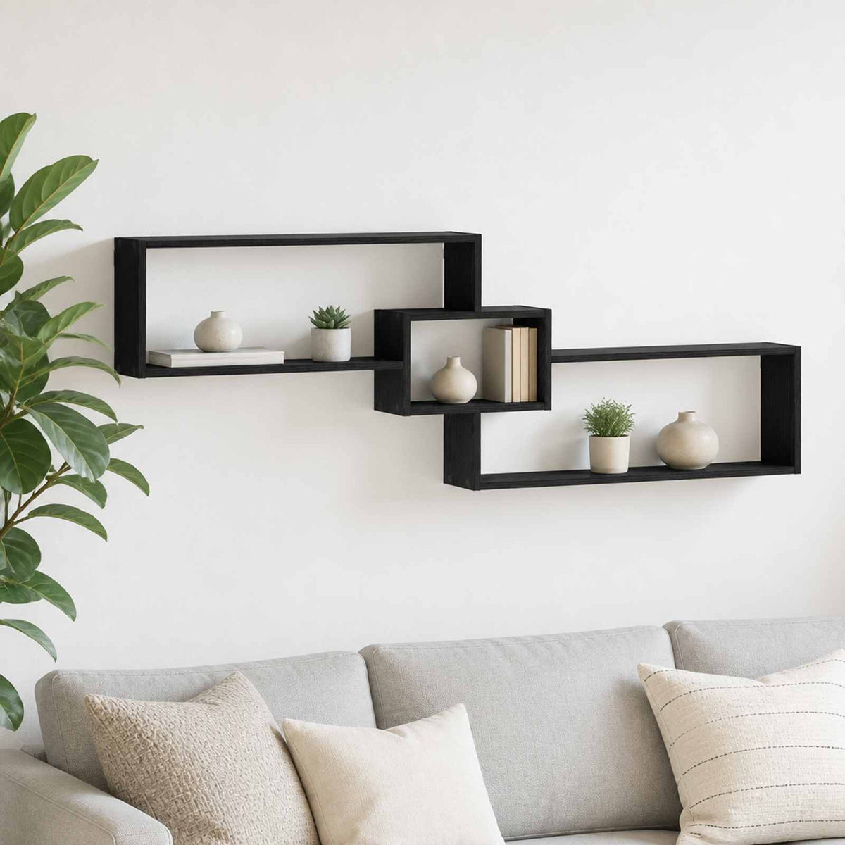 Wall Shelf Black Oak 158 x 17 x 53 cm Engineered Wood