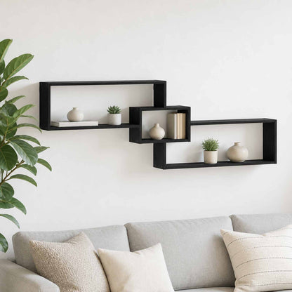 Wall Shelf Black Oak 158 x 17 x 53 cm Engineered Wood