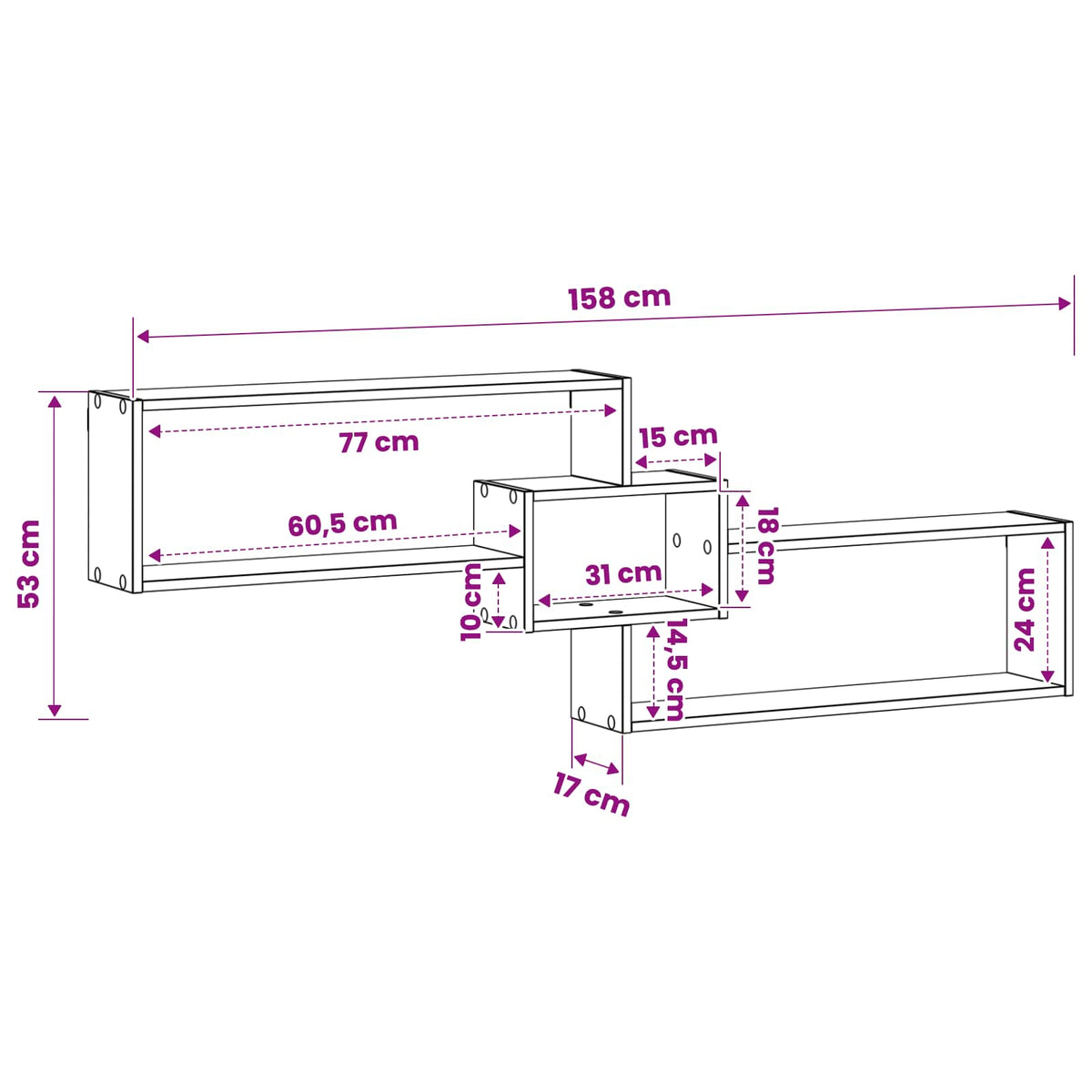 Wall Shelf Artisan Oak 158 x 17 x 53 cm Engineered Wood
