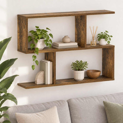 Wall Shelf Smoked Oak 72 x 17 x 55.5 cm Engineered Wood
